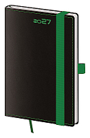 Vreckový diár A6 Black Green s pútkom