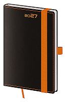 Vreckový diár A6 Black Orange s pútkom