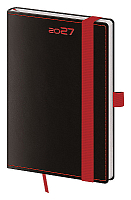 Vreckový diár A6 Black Red s pútkom