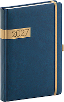 NOTIQUE Denný diár Twill 2027, modro-zlatý, 15 x 21 cm