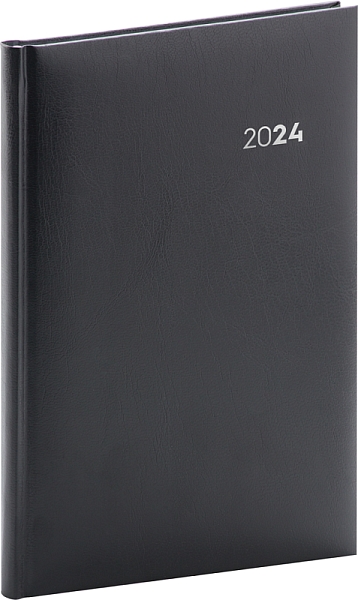 Týždenný diár Balacron 2024, čierny, 15 × 21 cm