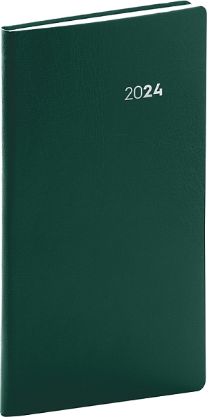 Vreckový diár Balacron 2024, zelený, 9 × 15,5 cm