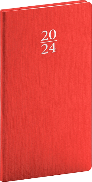 Vreckový diár Capys 2024, červený, 9 × 15,5 cm
