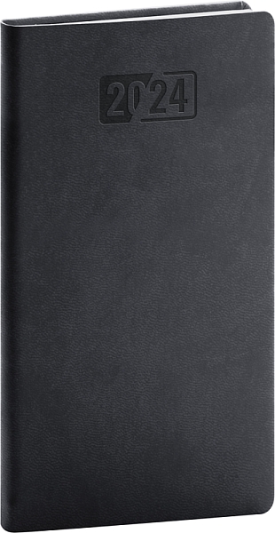 Vreckový diár Aprint 2024, čierny, 9 × 15,5 cm