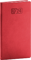 Vreckový diár Aprint 2024, červený, 9 × 15,5 cm