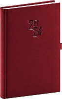 Denný diár Vivella Classic 2024, vínový, 15 × 21 cm