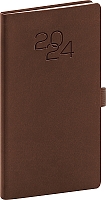 Vreckový diár Vivella Classic 2024, hnedý 9 × 15,5 cm