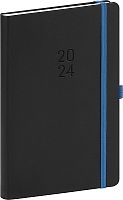 Týždenný diár Nox 2024, čierny–modrý, 15 × 21 cm