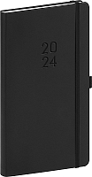Vreckový diár Nox 2024, čierny–čierny, 9 × 15,5 cm