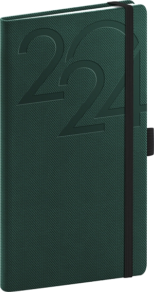 Vreckový diár Ajax 2024, zelený, 9 × 15,5 cm