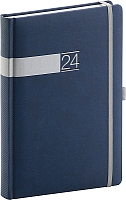 Denný diár Twill 2024, modro–strieborný, 15 × 21 cm