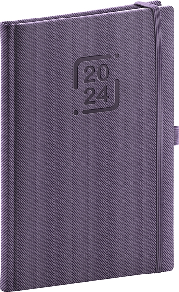 Týždenný diár Catanella 2024, fialový, 15 × 21 cm