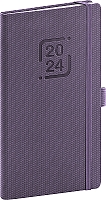 Vreckový diár Catanella 2024, fialový, 9 × 15,5 cm