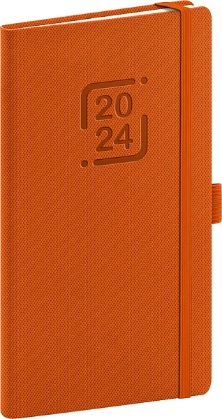 Vreckový diár Catanella 2024, oranžový, 9 × 15,5 cm