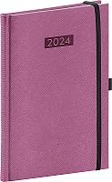 Týždenný diár Diario 2024, ružový, 15 × 21 cm