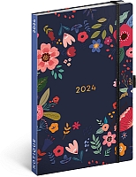 Týždenný diár Kvety v modrom 2024, 13 × 21 cm