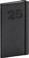 Vreckový diár Vivella Top 2025, čierny, 9 × 15,5 cm