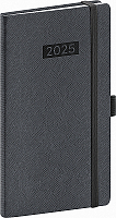 Vreckový diár Diario 2025, čierny, 9 × 15,5 cm