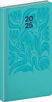 Vreckový diár Cambio 2025, tyrkysové kvety, 9 × 15,5 cm