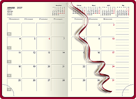 Denný diár A5 FLORENCIA červený s gumkou 2026 2