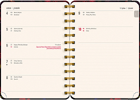 NOTIQUE Špirálový 18-mesačný diár Petito – Rudé kvety 2026/2027, 13 x 18 cm 1