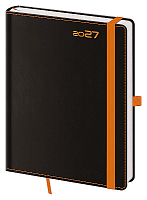 Týždenný diár B6 Black Orange s pútkom