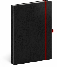 Notes Vivella Classic čierny/červený, linajkovaný, 15 × 21 cm