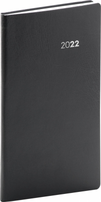 Vreckový diár Balacron 2022, čierny, 9 × 15,5 cm
