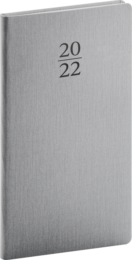 Vreckový diár Capys 2022, strieborný, 9 × 15,5 cm