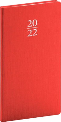 Vreckový diár Capys 2022, červený, 9 × 15,5 cm