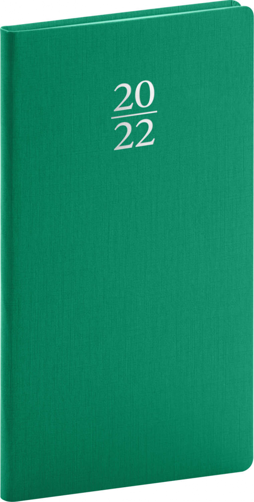 Vreckový diár Capys 2022, zelený, 9 × 15,5 cm