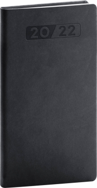 Vreckový diár Aprint 2022, čierny, 9 × 15,5 cm