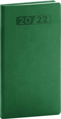 Vreckový diár Aprint 2022, zelený, 9 × 15,5 cm