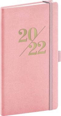 Vreckový diár Vivella Fun 2022, ružový, 9 × 15,5 cm