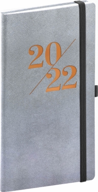 Vreckový diár Vivella Fun 2022, strieborný, 9 × 15,5 cm
