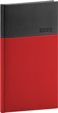 Vreckový diár Dado 2022, červeno–čierny, 9 × 15,5 cm
