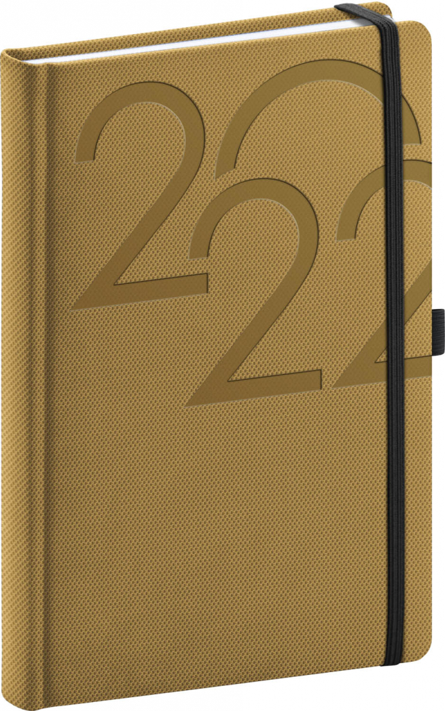 Denný diár Ajax 2022, zlatý, 15 × 21 cm