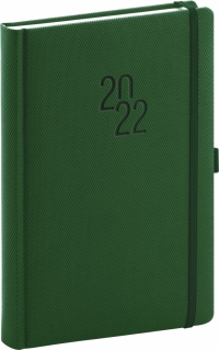 Denný diár Diamante 2022, zelený, 15 × 21 cm