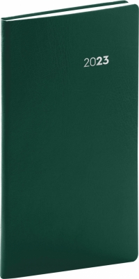 Vreckový diár Balacron 2023, zelený, 9 × 15,5 cm