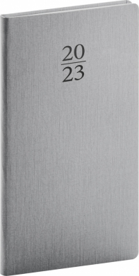 Vreckový diár Capys 2023, strieborný, 9 × 15,5 cm