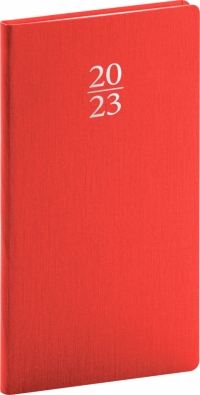 Vreckový diár Capys 2023, červený, 9 × 15,5 cm