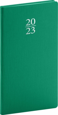 Vreckový diár Capys 2023, zelený, 9 × 15,5 cm