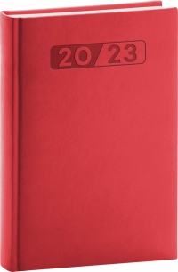 Denný diár Aprint 2023, červený, 15 × 21 cm