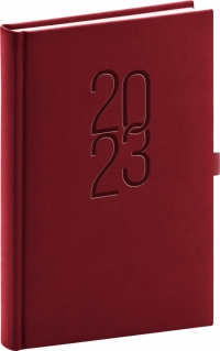 Denný diár Vivella Classic 2023, vínový, 15 × 21 cm