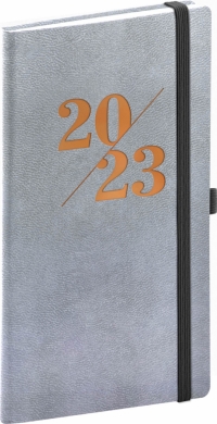 Vreckový diár Vivella Fun 2023, strieborný, 9 × 15,5 cm
