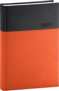 Denný diár Dado 2023, oranžovo–čierny, 15 × 21 cm