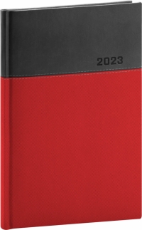 Týždenný diár Dado 2023, červeno–čierny, 15 × 21 cm