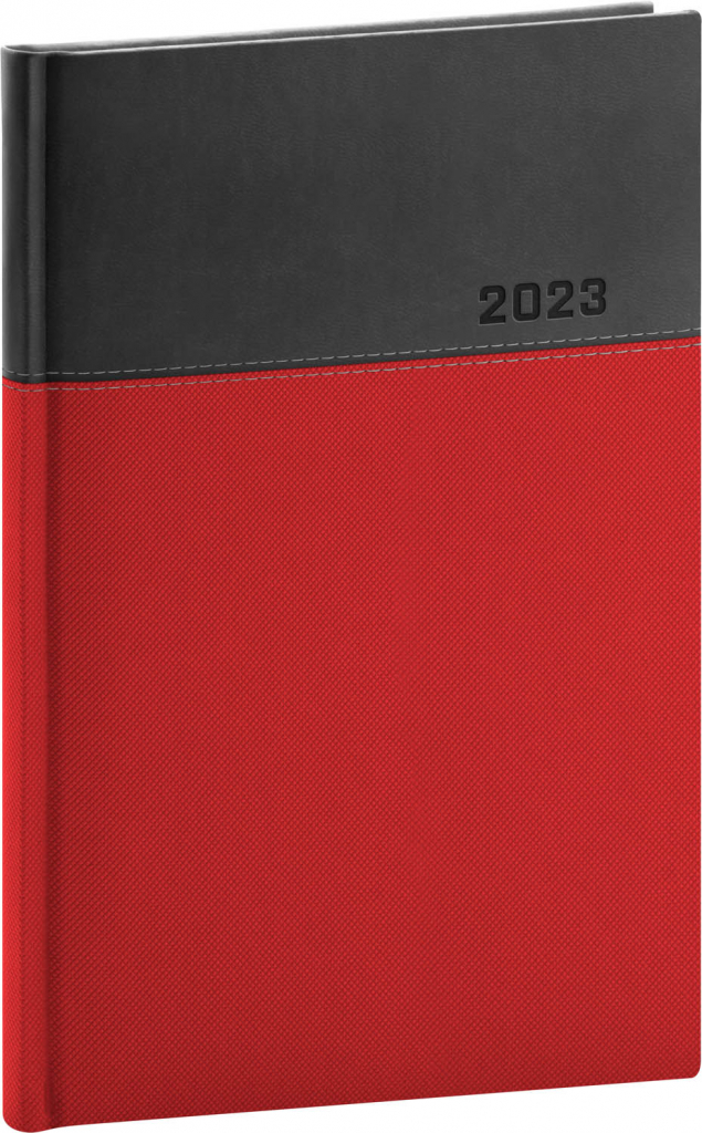 Týždenný diár Dado 2023, červeno–čierny, 15 × 21 cm