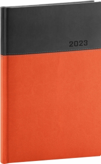 Týždenný diár Dado 2023, oranžovo–čierny, 15 × 21 cm