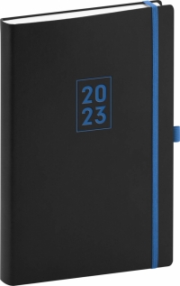 Denný diár Nox 2023, čierny–modrý, 15 × 21 cm